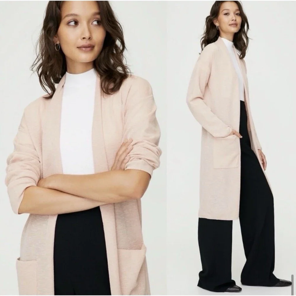 Babaton Lance Cardigan – Blush Pink‎ Longline Open Front Size M